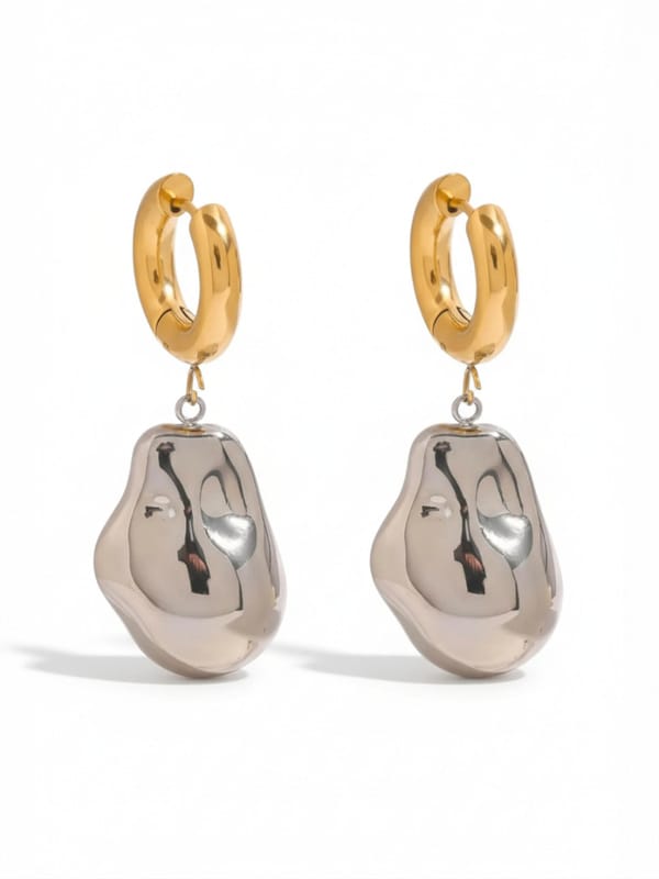 Two Tone Big Bead Pendant Earrings — Cao Jewellery