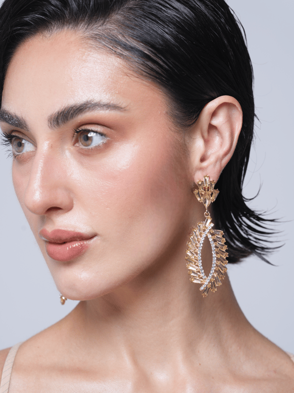 Rhinestone Long Drop Earrings — Cao Jewellery