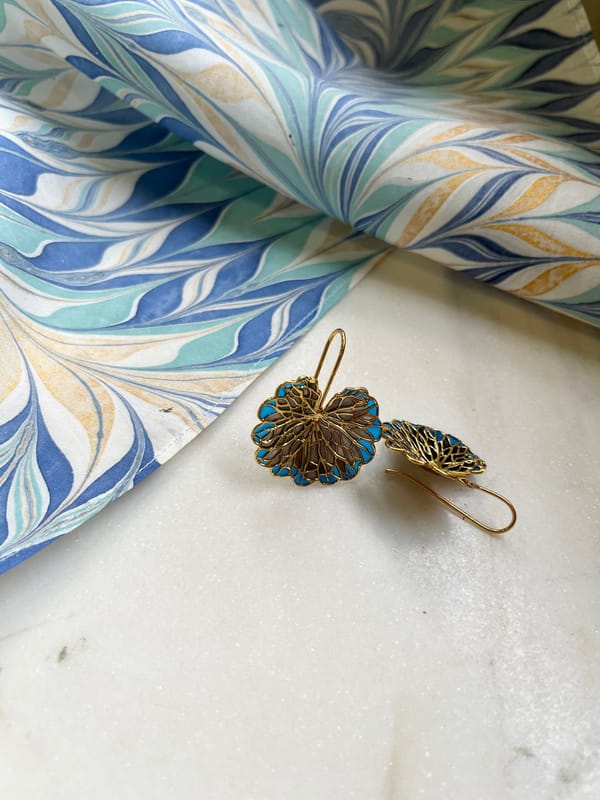 Leaf Earrings - Cobalt & Black — Azga