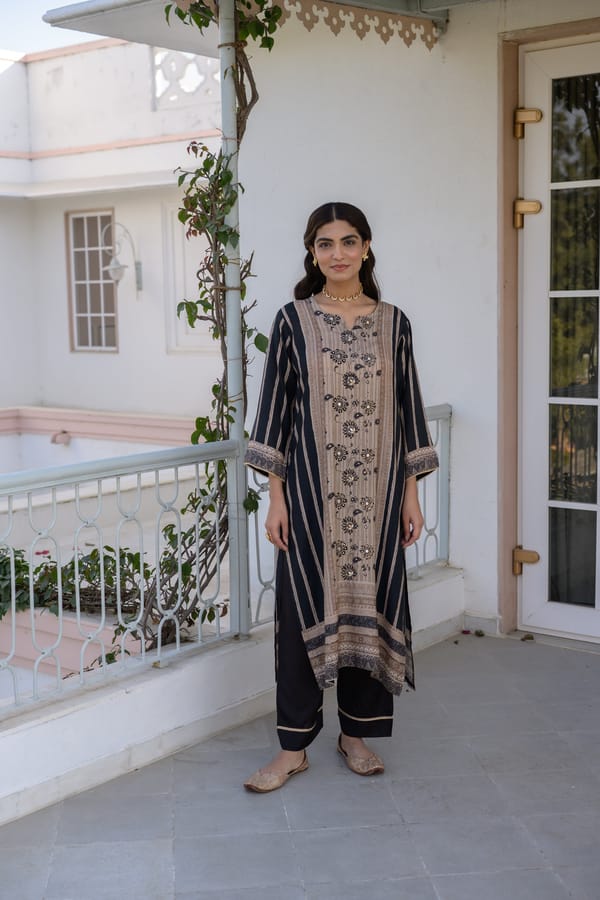 Black and Beige Gota Work Kurta Set-SET OF-2 — MAHEE JAIPUR