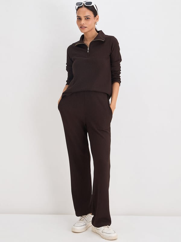 Waffle Knit High Neck Top — Femmella
