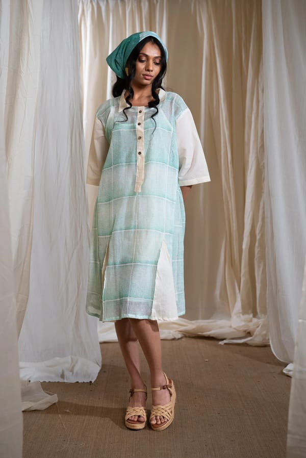 Aqua Lily Mesh Dress With Slip — Banana Labs