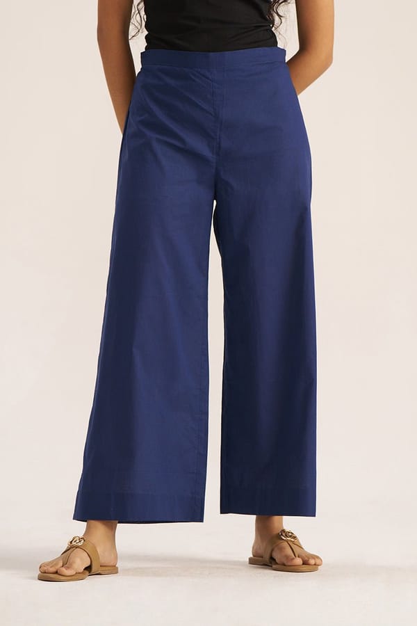 Blue High-Rise Flared Trousers — Ganga Fashions Pvt Ltd