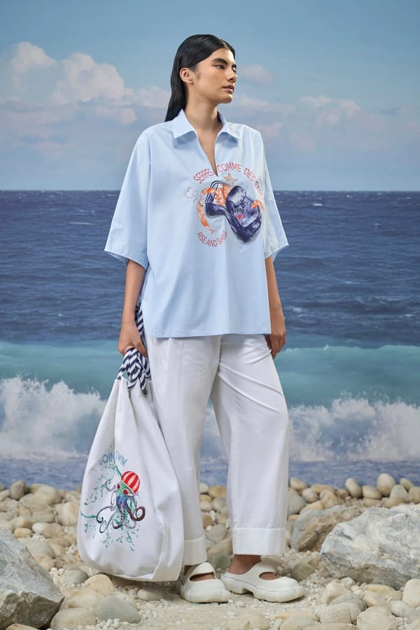 Oversized Polo-Collar Shirt - Light Blue — Genes Lecoanet Hemant