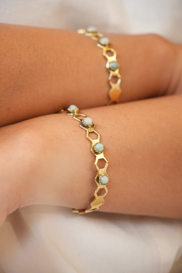 Hexa Aquamarine Bangle — SOUL WORKS