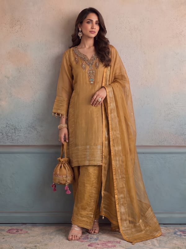 Mustard Honey Kurta Set — MOHRAG