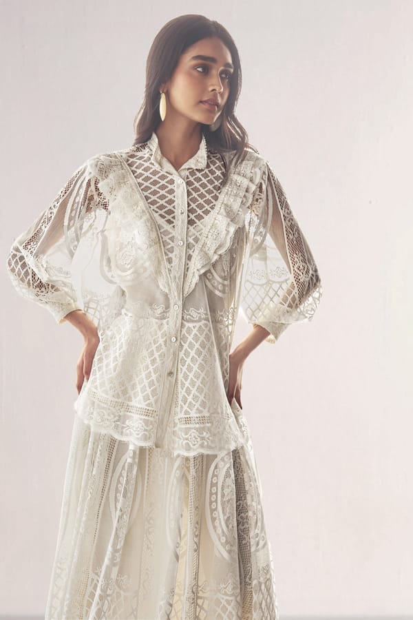 Lace & Ruffle Shirt & A-Line Lace Skirt — Dash and Dot