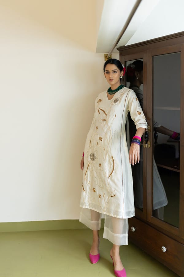 Shwetara Kurta and Sheer Pants Set — Silai studio