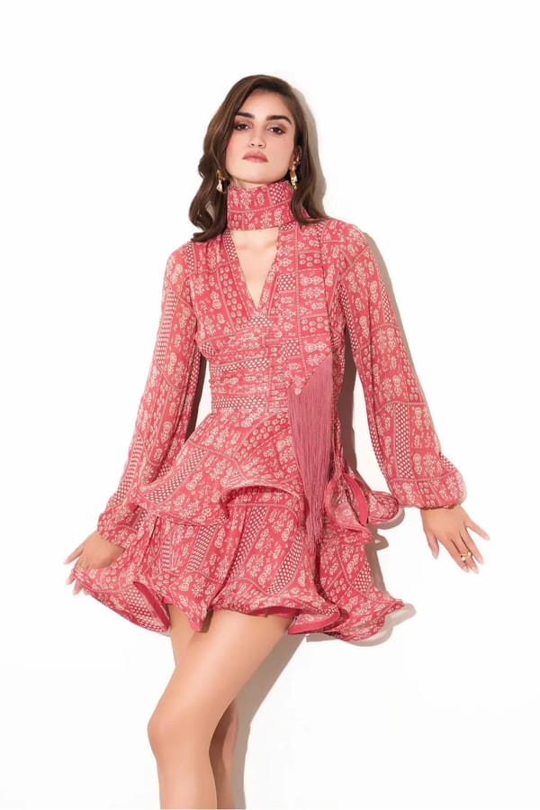 LUCY Printed Ruffle Dress — Torqadorn