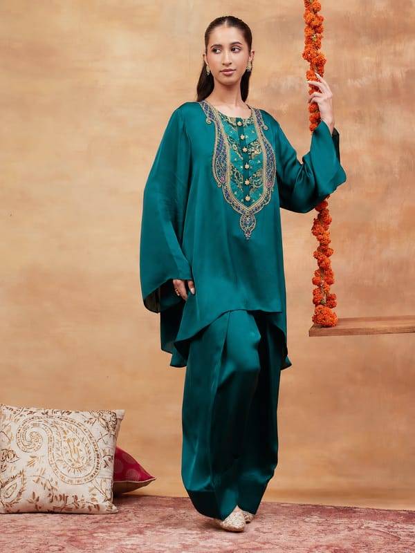 Meer Hara Hand Embroidered Banarasi Farshi Set — DAREISS