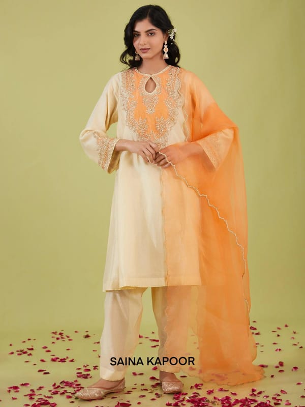 Short Kalidar Kurta with Salwar & Organza Dupatta — SAINA KAPOOR