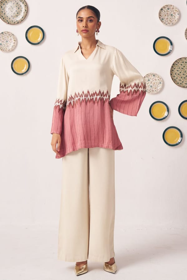 Ivory & Rose Ombre Tunic with Wide-Leg Pants Co-Ord Set — Western Era