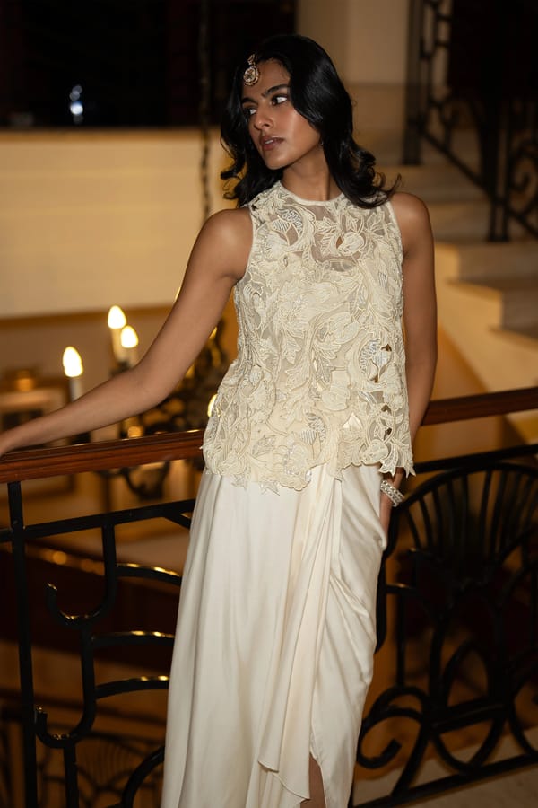 Ivory Draped Skirt — Dash and Dot