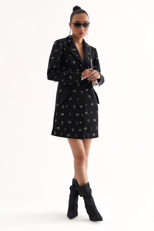 Black Star-Embellished Mini Blazer Dress — Our Love