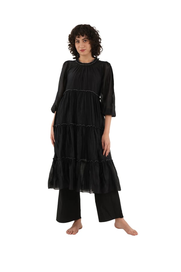Black Turtle Tier Dress With Bottom — Khat