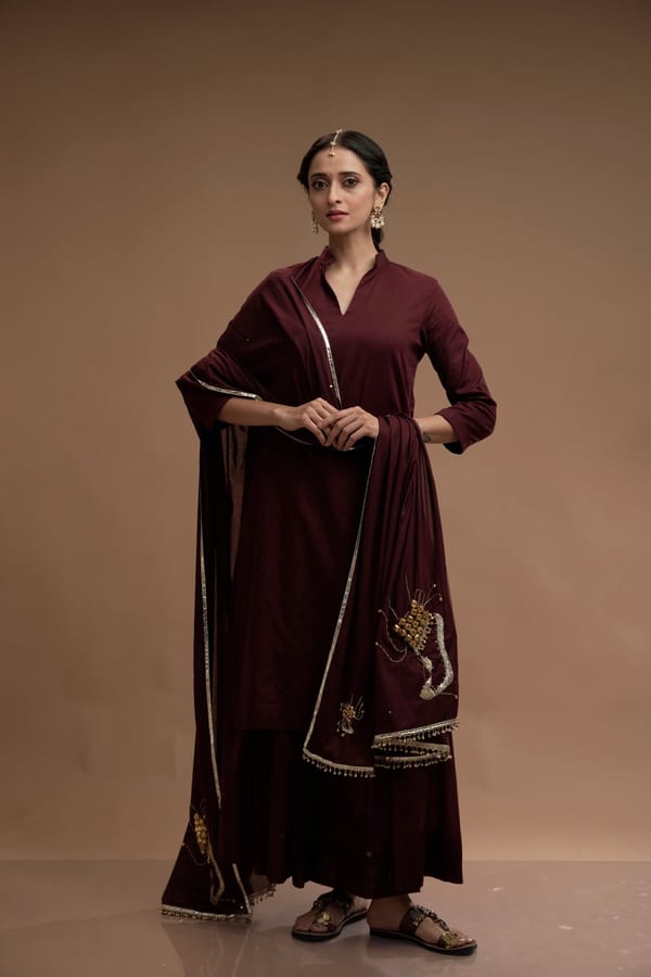 Maroon Kurta Set — D Mak