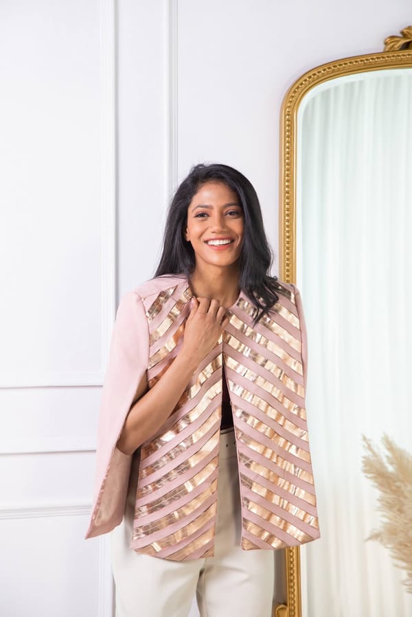 Rose Gold Metallic Chevron Cape — Rhe-Ana