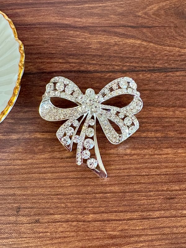 Silver Bow Accent Brooch — Amossh