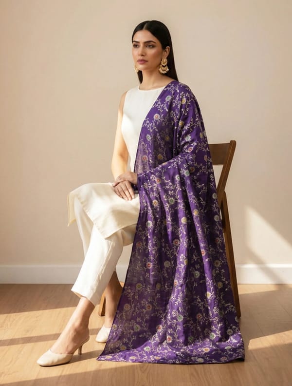 Rose Brocade Dupatta — Truebrowns