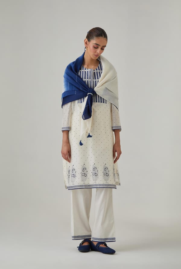 Silk Chanderi Kantha Short Kurta Set — Upavita
