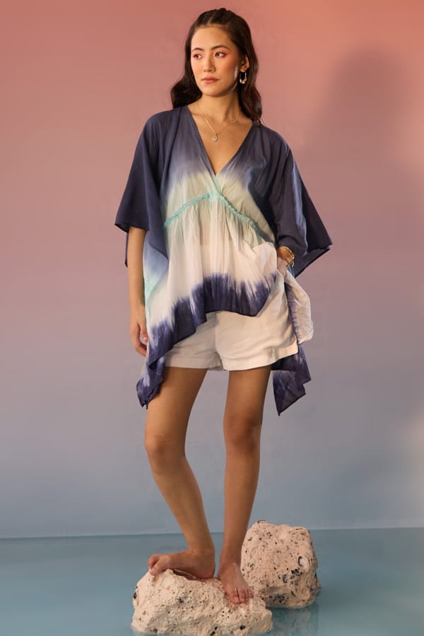 Cerulean Blue Ombre Oversized Kaftan — Western Era