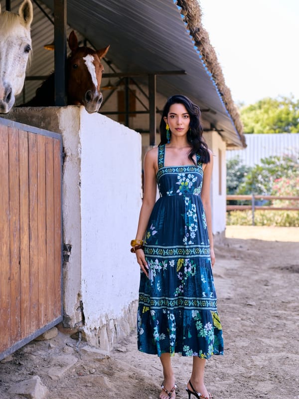Green Floral Printed Tiered Maxi Dress — Style Island