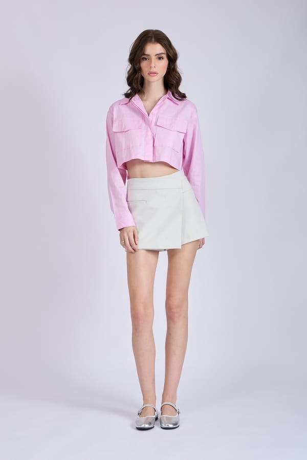 Flamingo Crop Shirt with Front Pockets � CITRUS — Select Staples