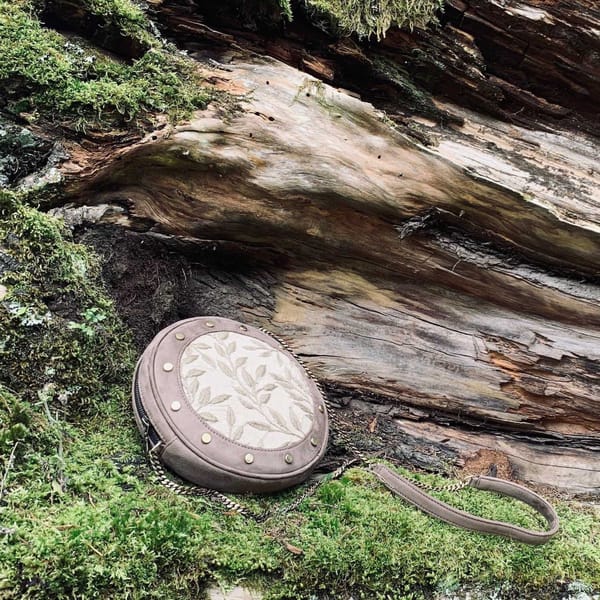 Leafy Grey Round Sling Bag — Dhaaga Life