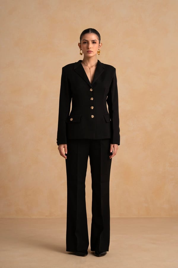Black Tailored Blazer and Straight Trousers Co-ord Set — Armoire