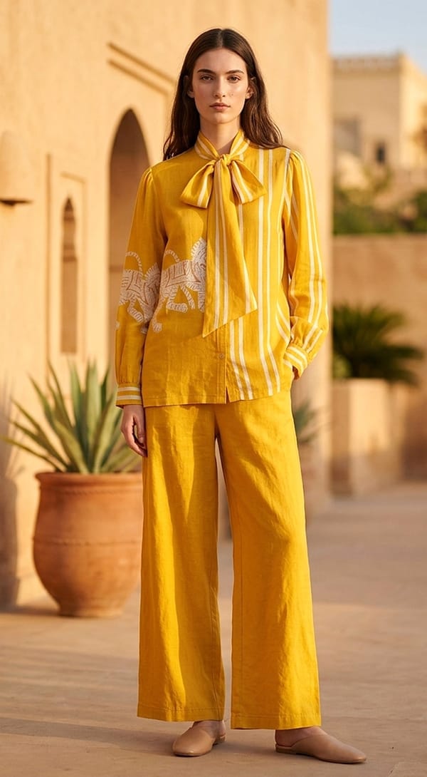 Yellow Muslin Abstract Co-ord Set — Basanti Kapde aur Koffee
