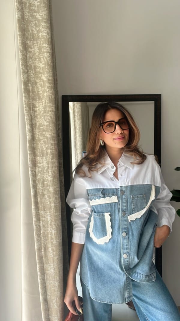 Denim Lace Detailed Poplin Shirt — CLOSET AFFAIR