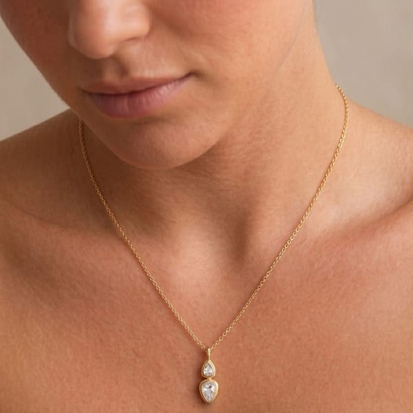 Double Teardrop Crystal Necklace, Esme — Inaya Accessories