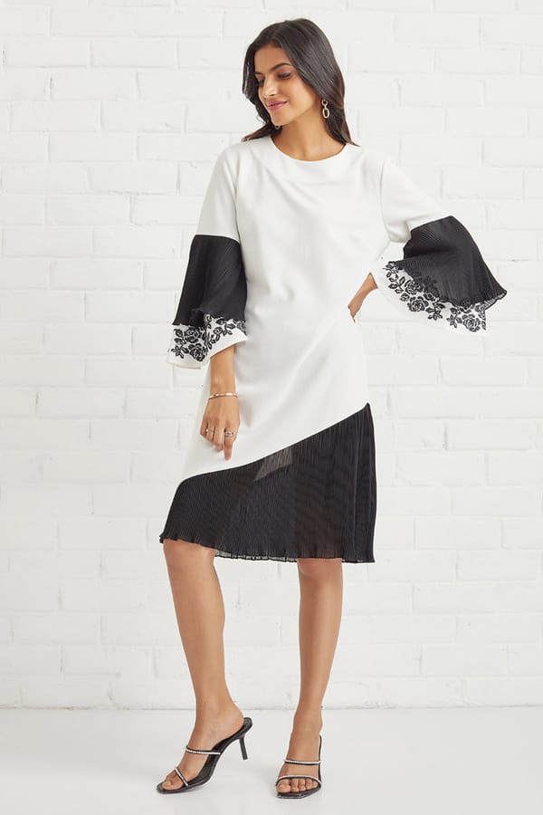 Monochrome Embroidered Dress — BOHO-CHIC
