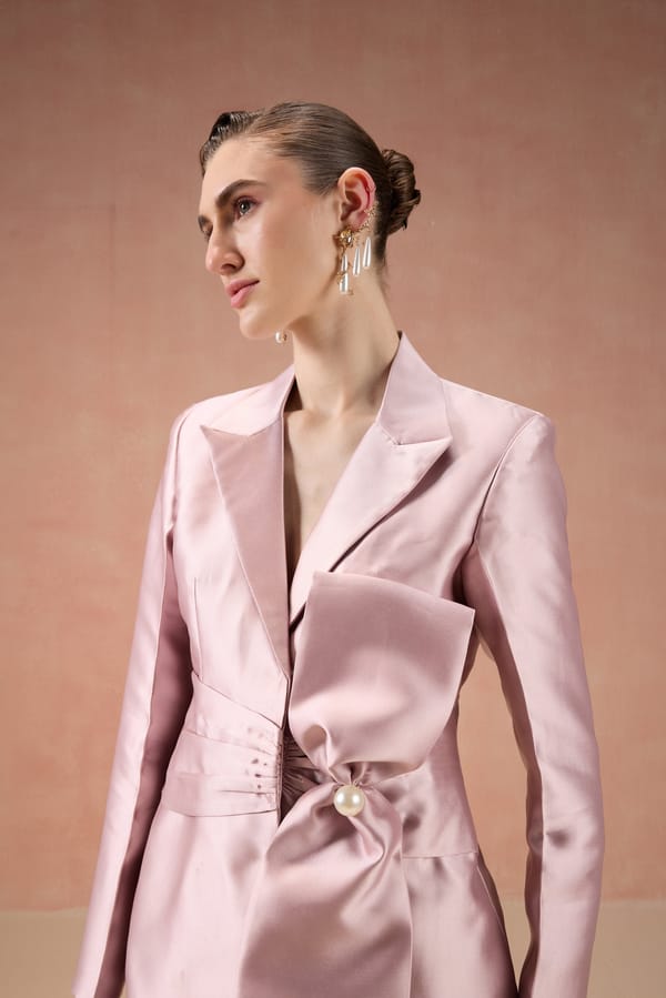 Rose Pink Bow Blazer Set — Label IRIS