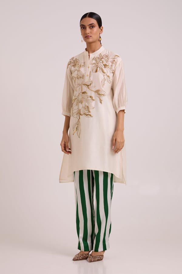 Embroidered Tunic and Striped Pants Co-ord Set — Madder Much