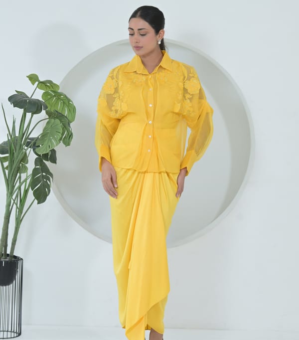 Floris Shirt With Pleated Skirt Set — RUCHIKA MALLIKA LABEL