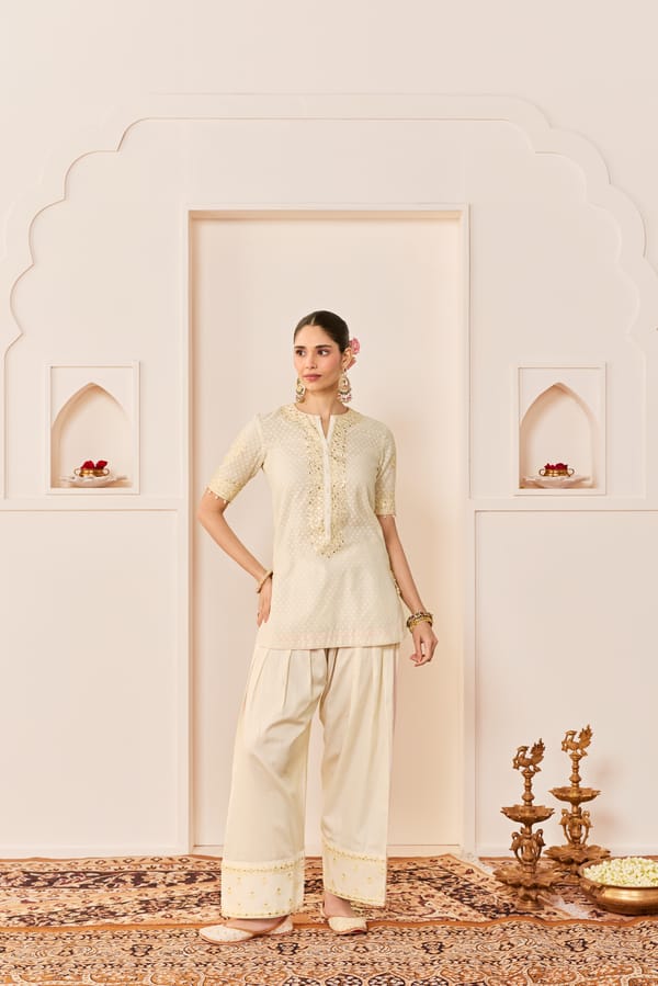 ANAISHA - SHORT KURTA WITH FARSHI SALWAR AND DUPATTA — Sheetal Batra