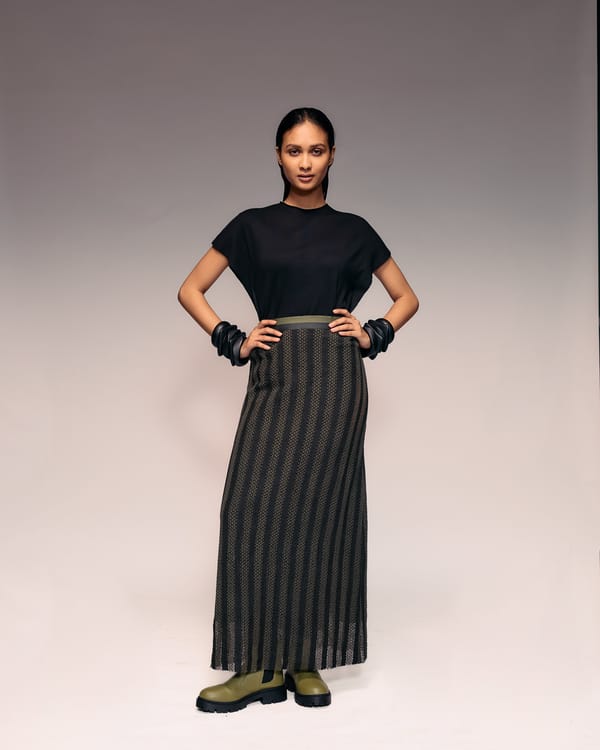 Olive Cotton Net Skirt — Kritika Murarka
