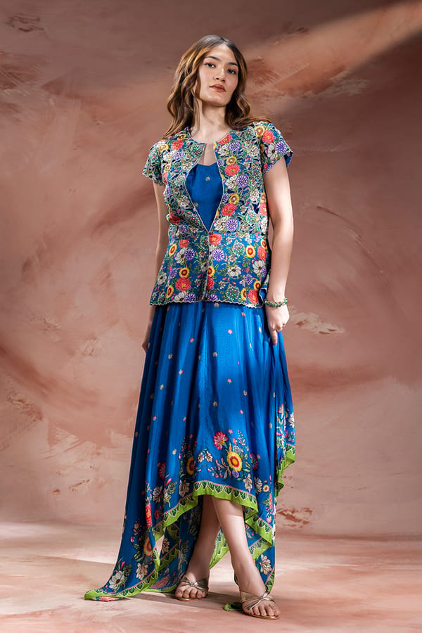 Baghira Embroidered Handkerchief Dress Set — SOUP by Sougat Paul