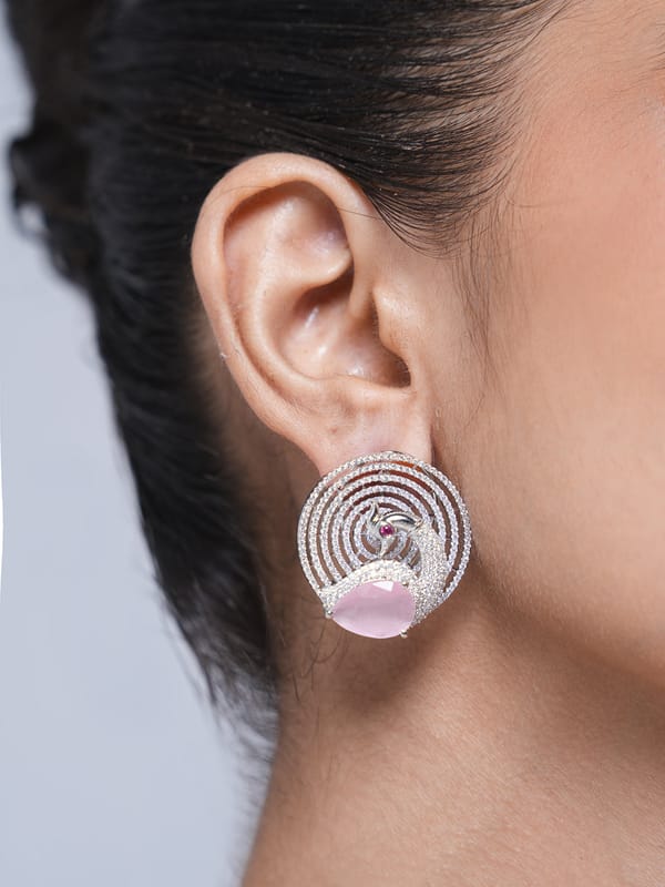 Peacock Shape AD Earrings — Cao Jewellery