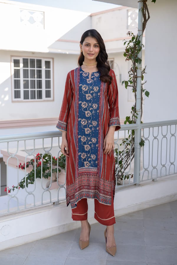 Red and Indigo Gota Work Kurta Set-SET OF-2 — MAHEE JAIPUR