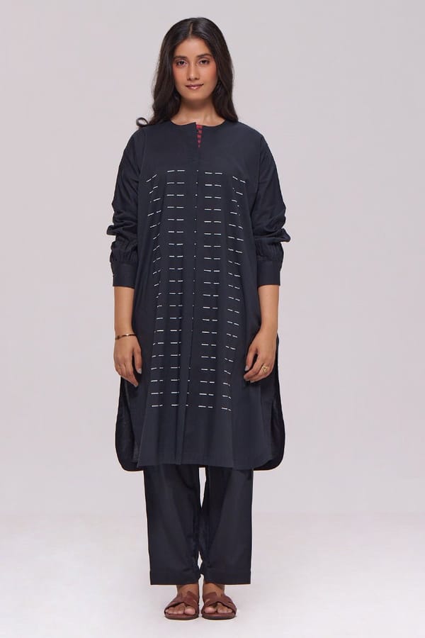 Black Cambric Cotton Printed Kurta and Pant Co-ord Set — Ganga Fashions Pvt Ltd