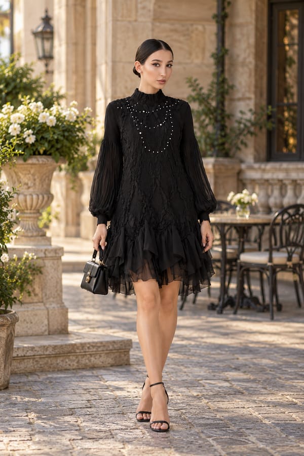Black Amy Dress — Pleats by Aruni