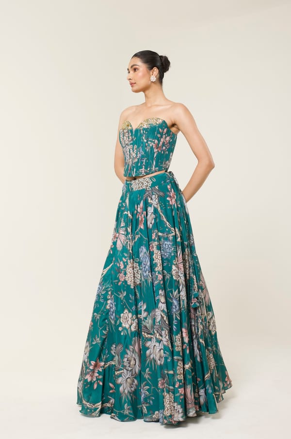 Wildflower Corset Lehenga Set — LIBAS CAFE