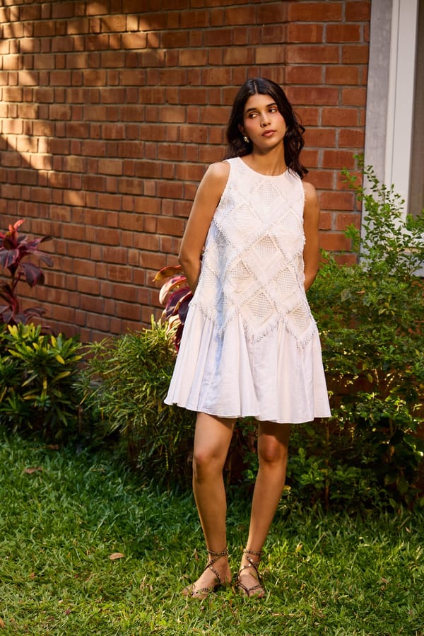 Ivory Lace Flare Shift — Needle Ten