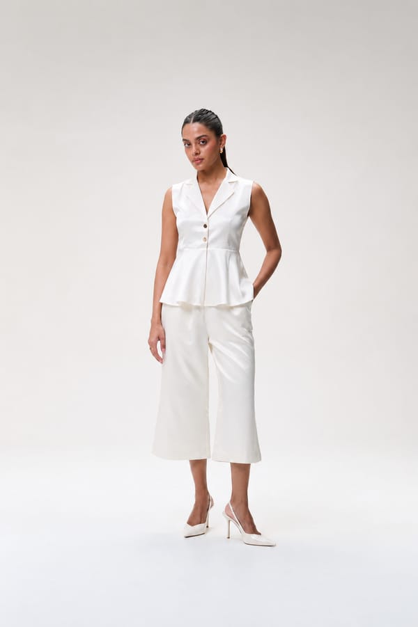 Ivory Gajji Silk Peplum Top — Tara & I