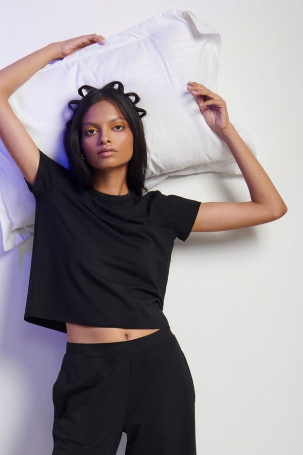 Black Supima Cotton Blend Crew-Neck T-Shirt — Necesera