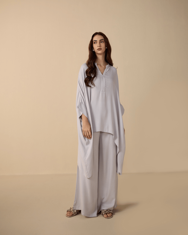 Lilac Kaftan Top and Wide-Leg Pants Co-ord Set — AUR