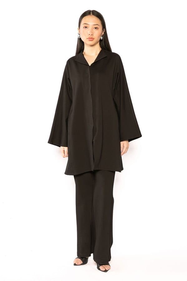 Black High-Rise Bell Bottom Trousers with Side Zip — Contemponari