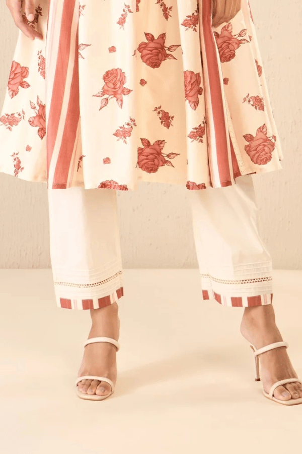 Meadow Stripes: Red Stripe Border Pants — SHIVANI BHARGAVA